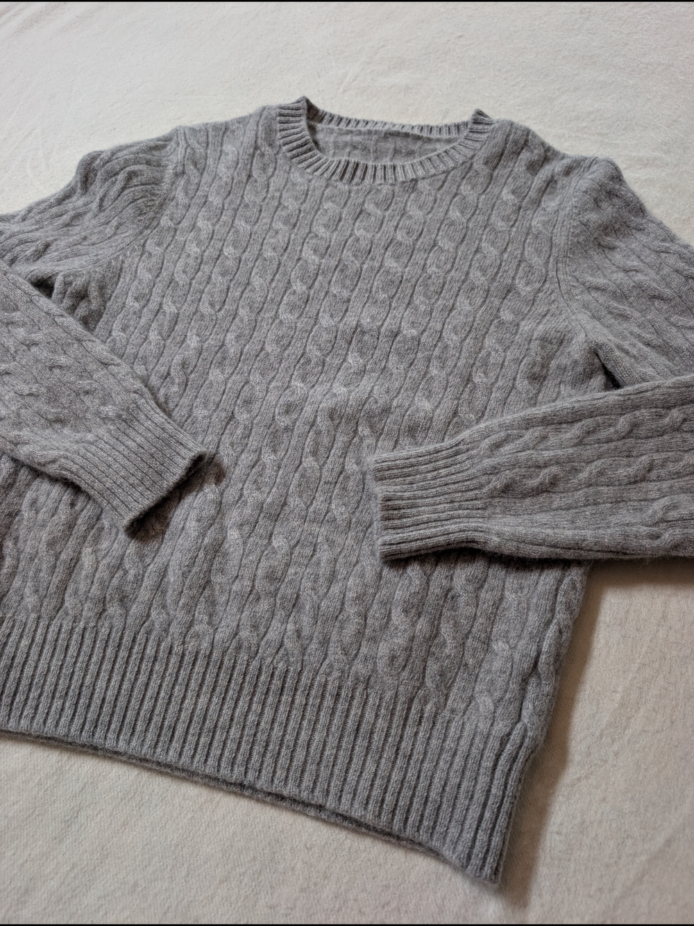 Wool Zhan Fang Classic Gray Cable Knit Crewneck Sweater